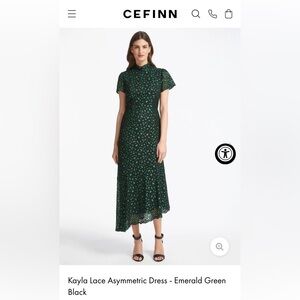 Cefinn Emerald Green Lace Asymmetric Dress